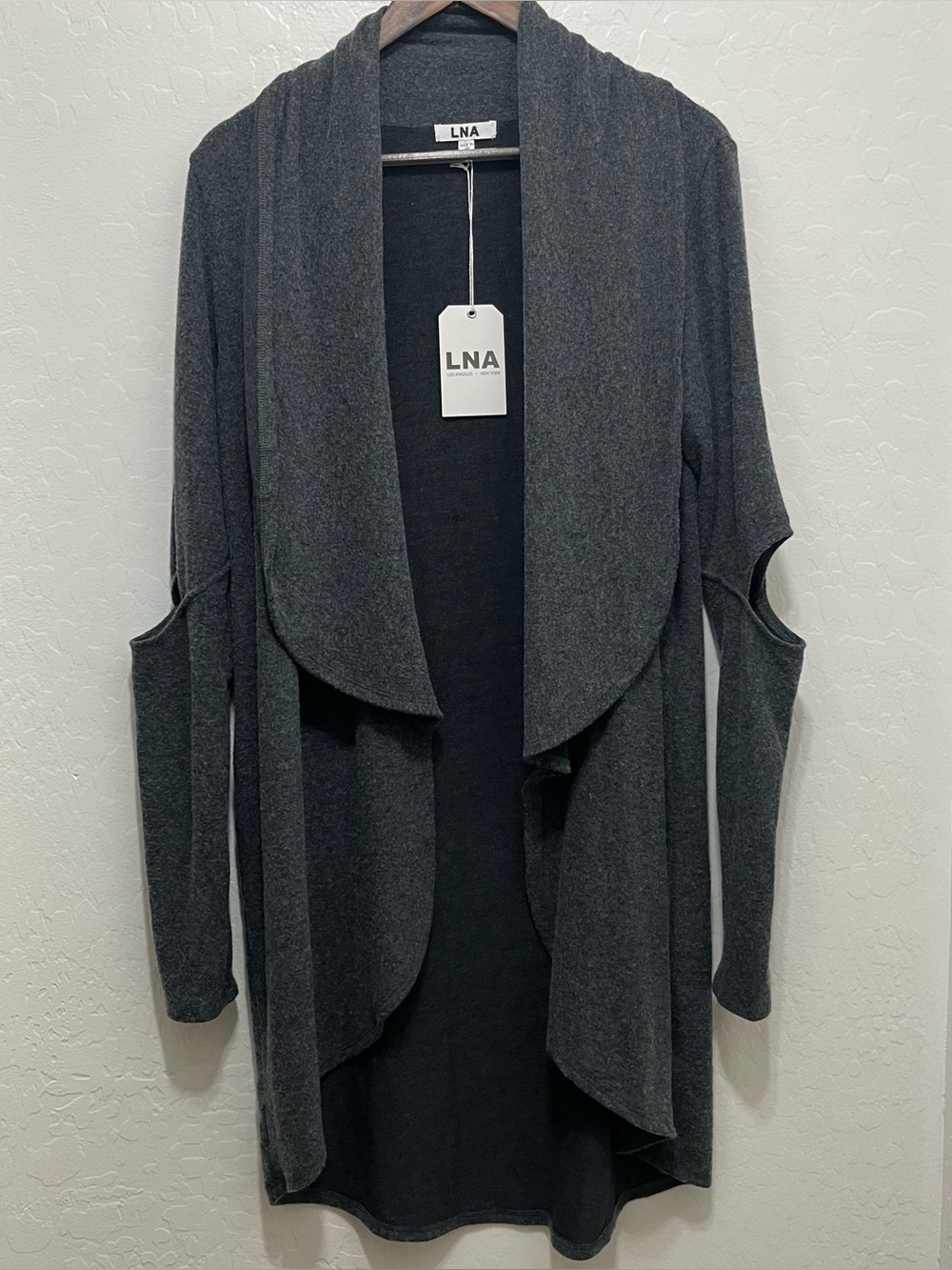 LNA Cutout Elbow Shaw Collar Waterfall Cardigan Size Medium NWT